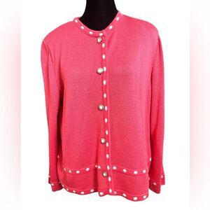 Vintage Mita Knit Cardigan in Salmon Pink Size Large Retro Mad Men Vibes
